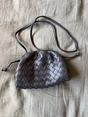 Woven Leather Crossbody Bag in Gray - Unbranded
